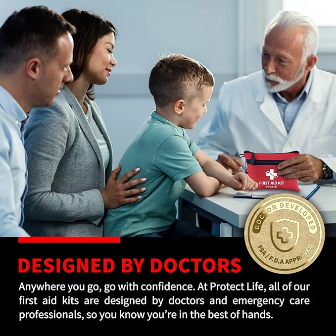 Protect Life Survival First Aid Kit for Home/Business, Camping Survival Kits | Mini Travel First Aid Kit | Camping Equipment | Small Kits for Car | Outdoor Emergency Survivals Pack