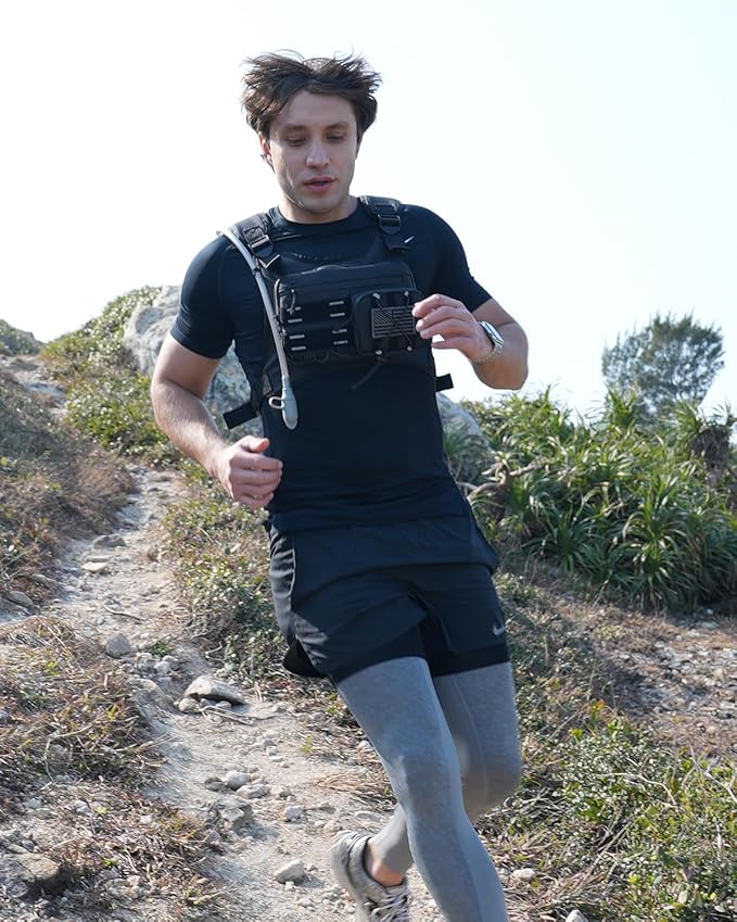 Running Vest with 2L Water Bladder, USA Original Patent, Lightweight Adjustable Chest Pack with Gear Holder, Reflective Running Hydration Vest for Women Men for Marathon, Hiking