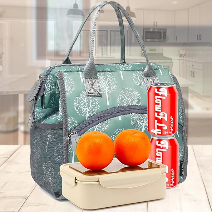 FlowFly Insulated Lunch Bag for Women, Men, Large and Reusable, Handle, Work and Travel Tote and Meal Prep Organizer, Dandelion