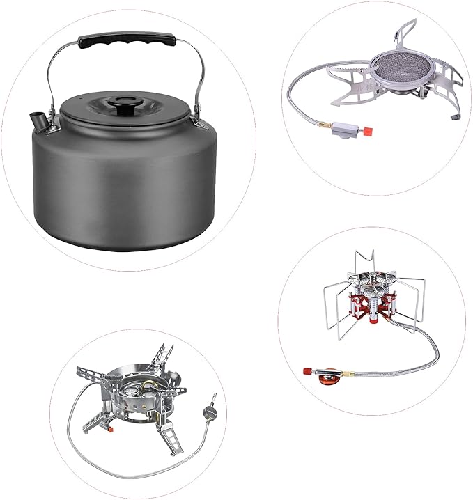 Bulin 1.6L/2.2L Camping Kettle Aluminum Alloy Open Campfire Coffee Tea Pot Fast Heating Outdoor Gear for Boiling Water Ultralight Portable Hiking Picnic Travel