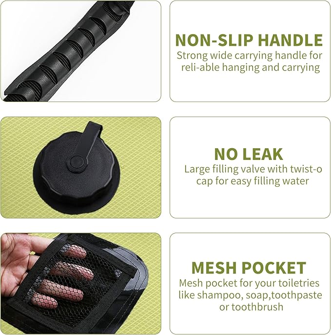 Solar Shower Bag, Solar Heating Camping Shower Bag, 5Gal(20L) Portable Camping Shower Bag, with Removable Hose and On-Off Switchable Shower Head, for Outdoor Traveling/Climbing/Hiking/Beach/Swimming