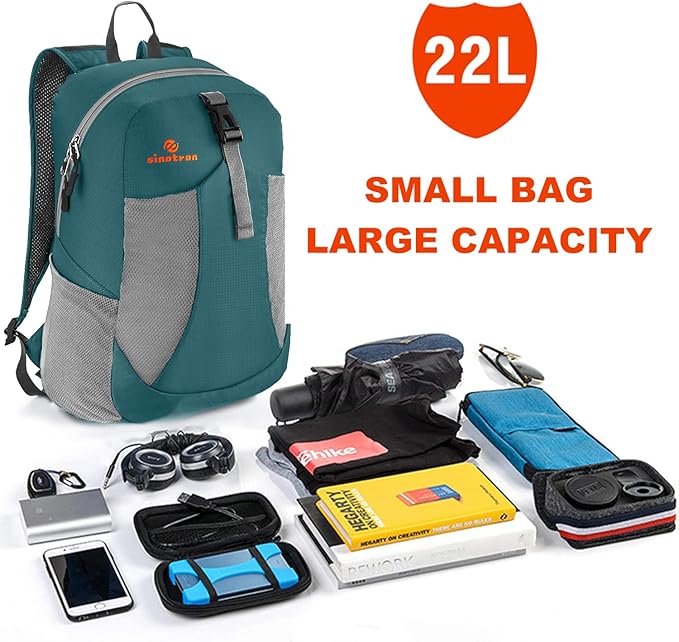 sinotron 22L Lightweight Packable Hiking Backpack, Small Hiking Backpack Day Pack for Women Men Travel Camping Vacation