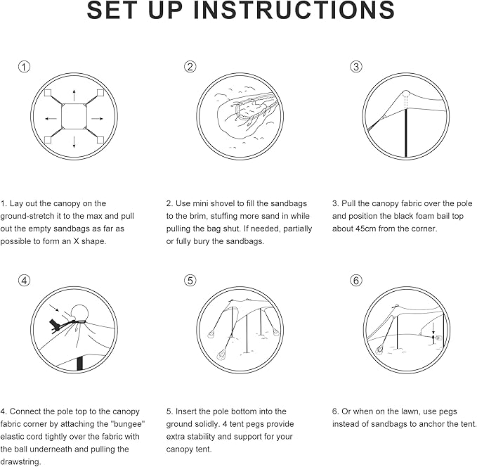 Beach Tent, Beach Canopy Sun Shade UPF 50+, Portable 10×10 FT Camping Sun Shelter with Sandbags, Poles, Ground Pegs and Anti-Wind Ropes Easy Setup for Outdoor, Backyard, Picnics, Fishing