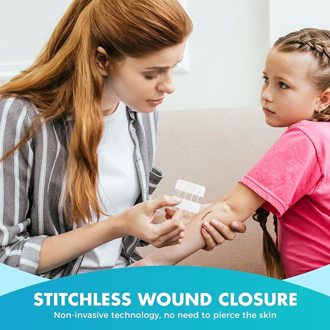 Zip Stitch Wound Closure Strips Extra Large | 2-Pack Stitchless Butterfly Bandages | Adjustable Tension for Painless Laceration Repair, Post-Surgery Care & Emergency First Aid