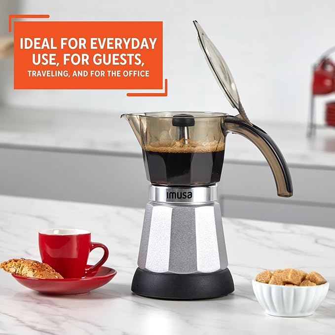 Imusa 6 or 3cup Electric Espresso Maker, Silver