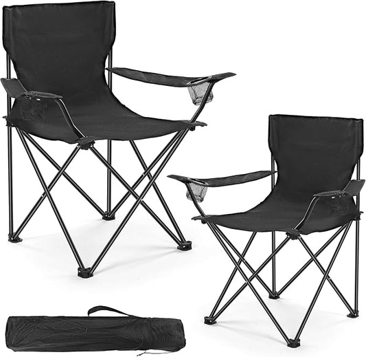 2 Pack Lightweight Camping Chairs, 300LBS Heavy-Duty Portable Folding Chairs with Carry Bag, Compact Design for Camping, Beach, Picnics, and Outdoor Event