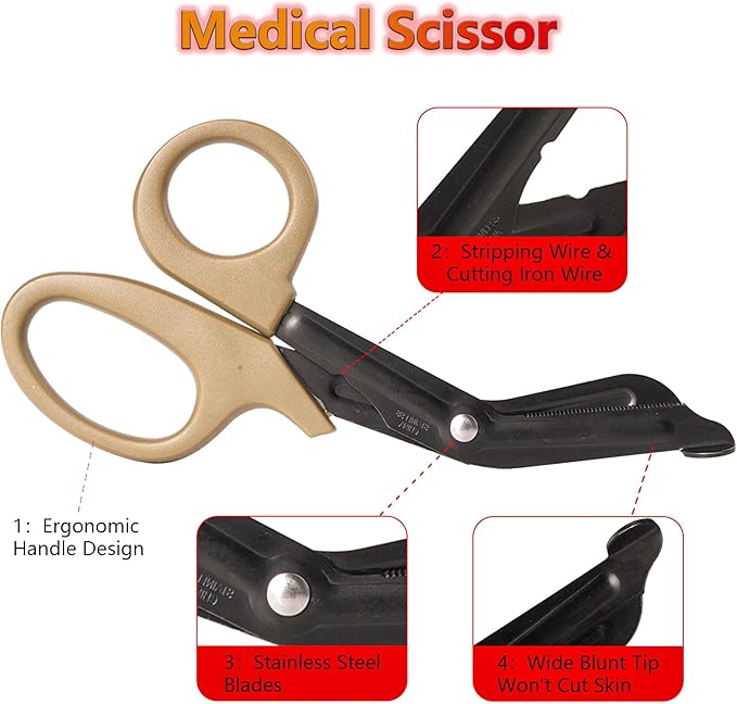 Tactical Molle Tourniquet Pouch Set with Trauma Medical Shear,Penlight,Pen,Molle Tourniquet Holder Holster Kit for Outdoor Hiking Camping Survival First Aid