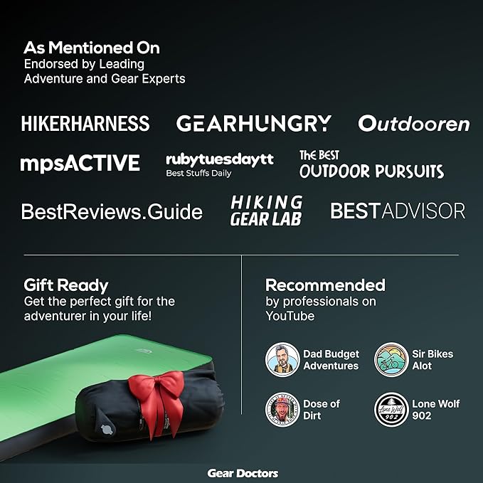 Gear Doctors Artemis 3D Self-Inflating Sleeping Pad – 8.3 R-Value Camping Mattress – Insulated Sleeping Mat for Cold Weather, Backpacking, Hiking, Tent, Outdoor Use