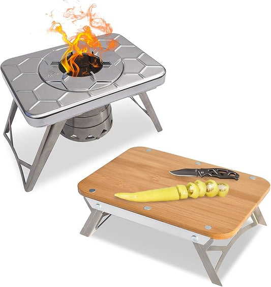 nCamp K2G Basic Compact Cooking Stove and Prep Surface Board Outdoor Camping Set Bundle