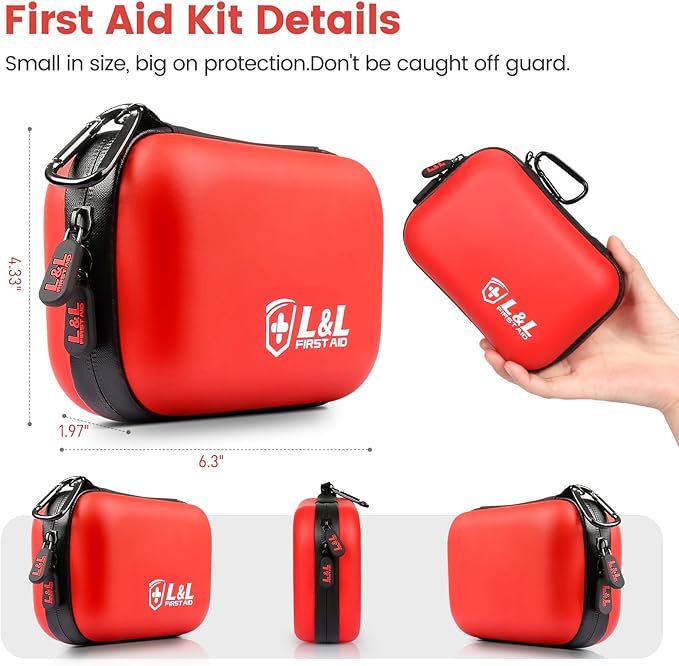 Travel First Aid Kit,120 Piece Mini First Aid Kit,Waterproof Survival First Aid Kits,Car Emergency Kit,Small Portable First Aid Kits for Car Travel Businesses Camping Sports Hiking(Red)