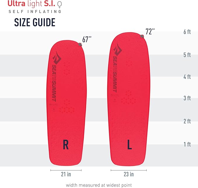 Sea to Summit Ultralight Self-Inflating Foam Sleeping Pad for Backpacking and Camping, Women's Regular (67 x 21 x 1 inches)