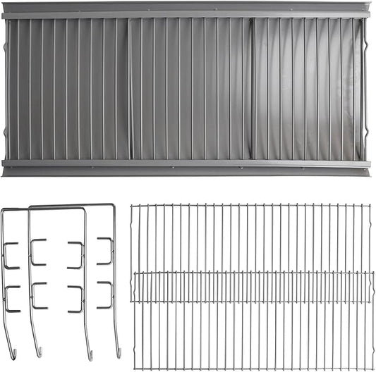 27 Inch Aluminized Steel Ash Pan for Chargriller Charcoal Grills 1224 1324 2121 2222 2727 2828 2929 Replacement Parts with 3pcs Removable Fire Grates and 2pcs Hanger for Charbroil 17302056 Grill