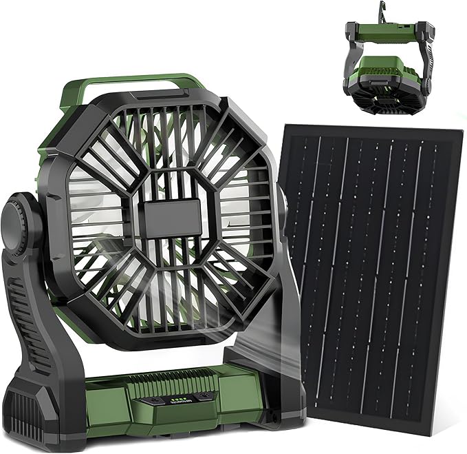 CONBOLA 25400mAh,Camping Fan, Portable Fans Rechargeable 9-Inch Battery Powered (180Hrs) LED Lantern, USB C Battery Beach Fan.