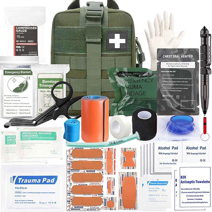 Ifak Trauma Kit, 74 Piece Upgrade Tactical First Aid Supplies, Molle Ifak Pouch Rip Away Refill Supplies for Survival Camping Hiking Travel