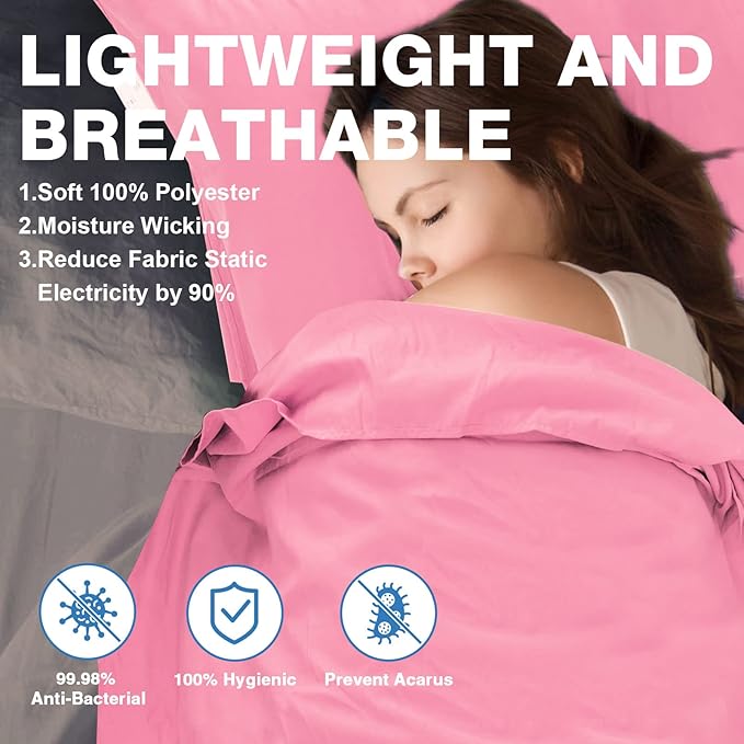 Sleeping Bag Liner, Travel Sheets & Adult Sleep Sack, Ultralight and Portable Summer Sleeping Bag - Ideal for Backpacking, Hotels and Hostels, Business Trips, Camping