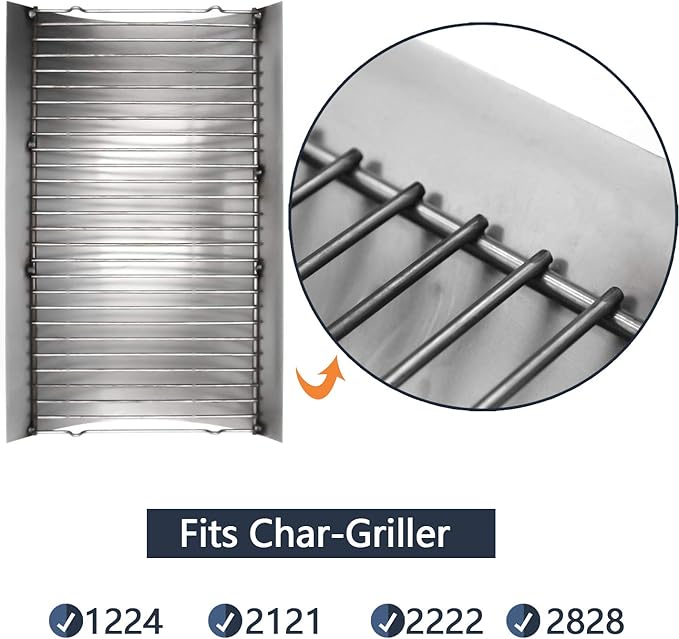 Hongso 27 Inches Ash Pan Fits Chargriller 1224, 1324, 2121, 2222, 2727, 2828, 2929 Charcoal Grills, Charbroil 17302056 Grill Repair Replacement Part with Fire Grate Hanger