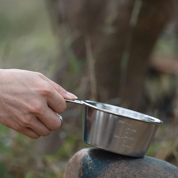 CAMPINGMOON 2pcs Set Stainless Steel Deep Type Camping Sierra Cup 450ml S-360