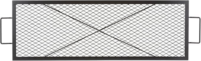 VEVOR X-Marks Fire Pit Grill Grate, Rectangle Cooking Grate, Heavy Duty Steel Campfire BBQ Grill Grid with Handle & Support X Wire, Portable Camping Cookware for Outside Party Gathering, 44 Inch Black