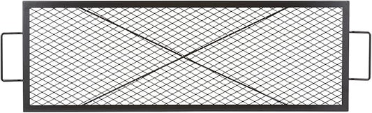 VEVOR X-Marks Fire Pit Grill Grate, Rectangle Cooking Grate, Heavy Duty Steel Campfire BBQ Grill Grid with Handle & Support X Wire, Portable Camping Cookware for Outside Party Gathering, 44 Inch Black