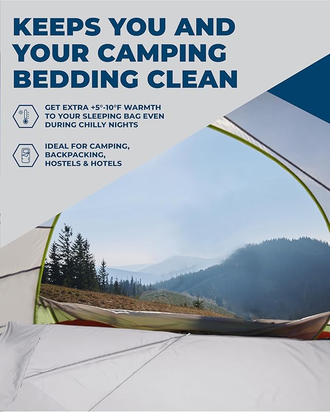 The Friendly Swede Sleeping Bag Liner — Ultralight Polyester or Cold Weather Microfiber Adult Sleep Sack; Thin Travel Sheets for Hotel; Camping Sheets; Travel Sleeping Bag with Pocket-Size Stuff Sack