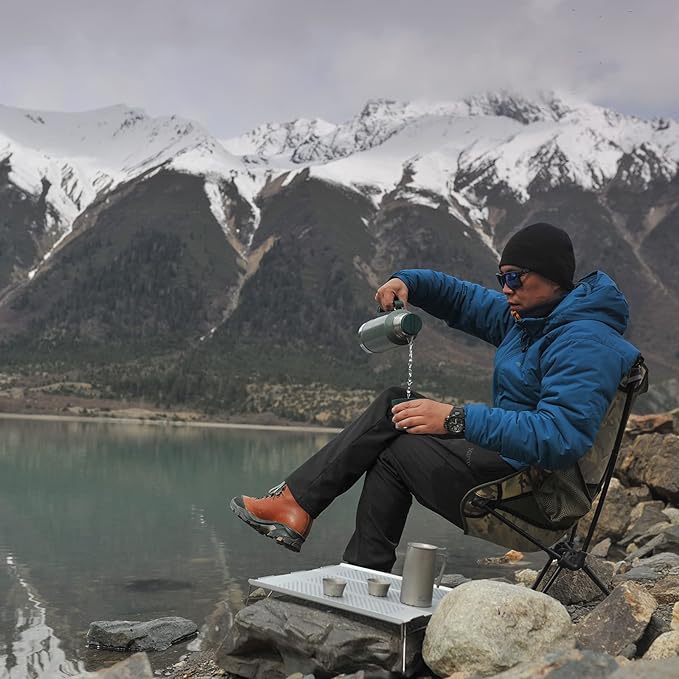 iClimb Mini Solo Folding Table Ultralight Compact for Backpacking Camping Hiking Beach Picnic (Silver - L)