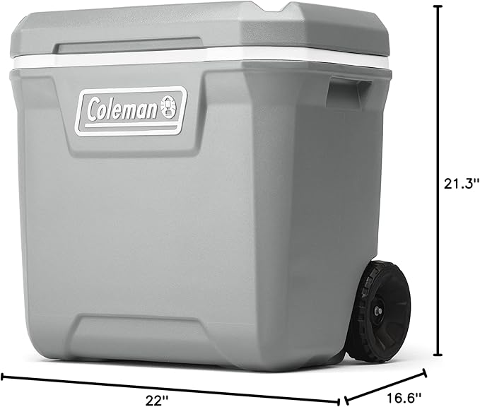 Coleman Classic Series Insulated Portable Wheeled Cooler, Leak-Resistant Outdoor Hard Cooler Keeps Ice up to 5 Days, 65-Quart