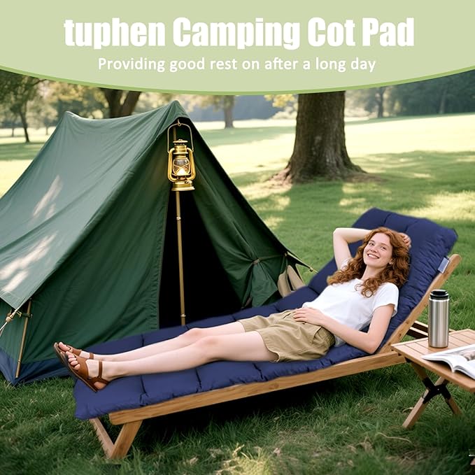Tuphen Cot Mattress Pad-Cot Pads for Camping, Cot Mattress Topper, Camping Mattress Sleeping Pad 75"x30" Soft Lightweight Quilted Pads for Camp Cot/RV Bunk/Narrow Twin Beds