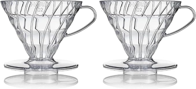 Hario V60 Plastic Coffee Dripper, 02, Clear (Pack of 2)