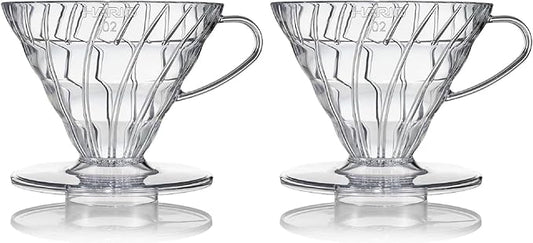 Hario V60 Plastic Coffee Dripper, 02, Clear (Pack of 2)