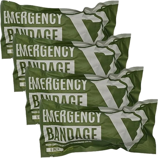 CareTac 6" Israeli-Style Emergency Trauma Compression Bandage – Elastic Pressure Wound Dressing, Sterile & Vacuum-Sealed for Bleed Control, Combat, Tactical First Aid Kit, Medical IFAK, & Military 4pk