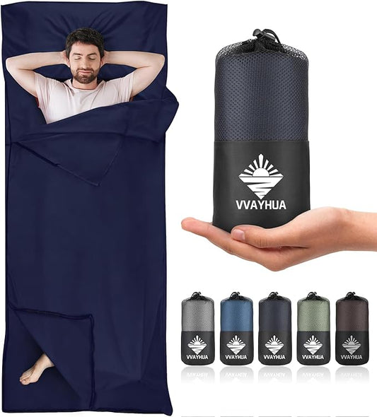 Sleeping Bag Liner, Self Tan Sleep Sack, Adult Sleep Sack, Two-Way-Zipper Expose Feet Separately, Portable Single Camping Travel Sheets for Hotel,Hostels,Business Trips