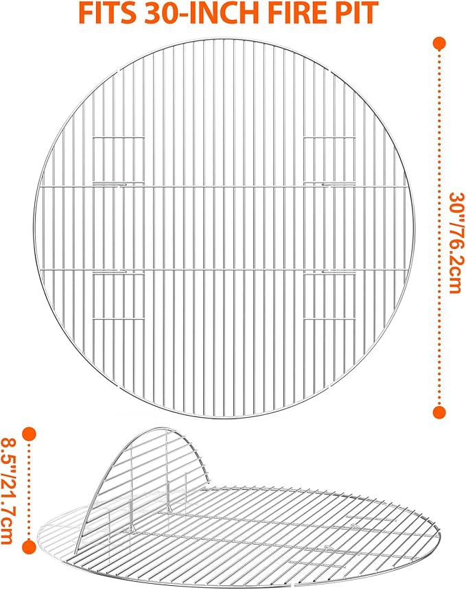 only fire BBQ Solid Stainless Steel Rod Foldable Cooking Grates for Grill, Fire Pit, 30-inch