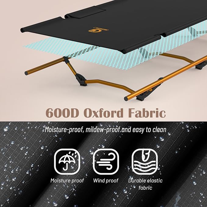 G2 Foldable Camping Cot, Durable Travel Tent Cot, Ultralight for Backpacking, Summer Hiking, Mountaineering, Max Loading Capacity 264lb, Easy to use for Woman & Man, Comes with Storage Bag