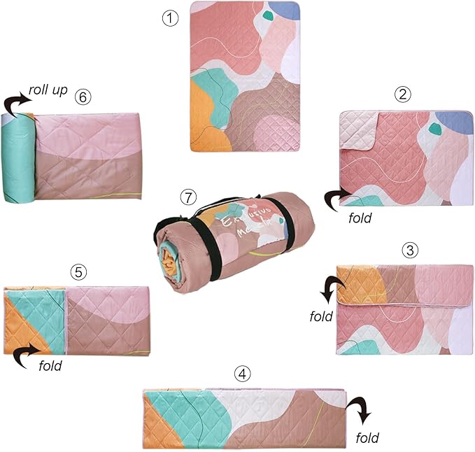 Exclusivo Mezcla Waterproof Picnic Blanket 60x80 Inches Large Multicolor Floral Polyester Sandproof Modern Camping Blanket