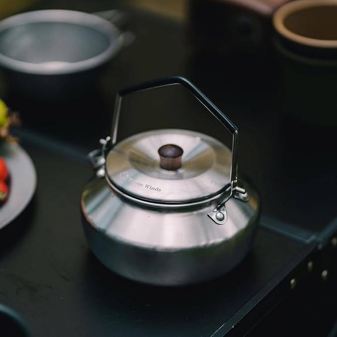 0.6L Camping Kettle, Portable Camp Tea Coffee Pot, Lightweight Stainless Steel Teapot, Fast Heating Boiling Water, for Outdoor Campfire Hiking Camping Picnic