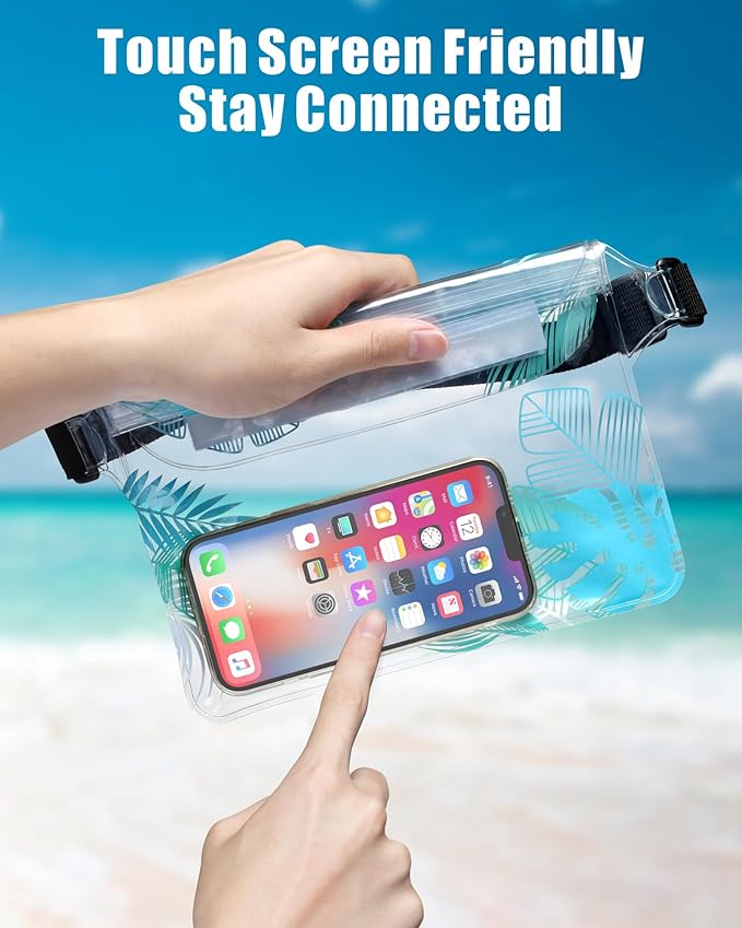 F-color Waterproof Fanny Pack - Waterproof Phone Pouch with Waist Strap - Cruise Essentials 2025 Must Haves Waterproof Pouch Dry Bag Keep Phone Valuables Safe for Beach Kayaking Boating Fishing