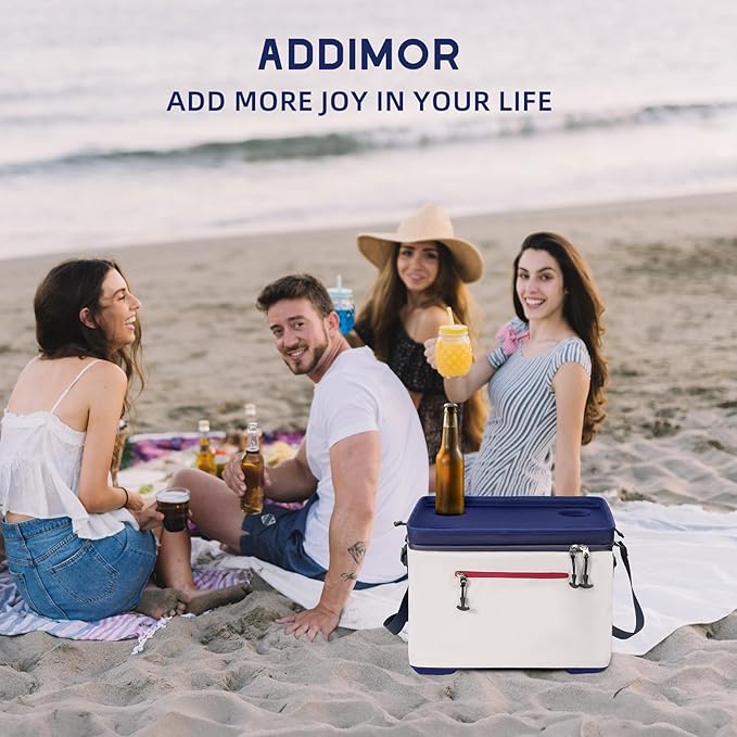 40Can Collapsible Cooler Box, Versatile Insulated Leakproof Cooler Bag with Hard Inserts and 4 Cup Holders, Large Ice Chest for Beach, Travel, Camping, Picnic
