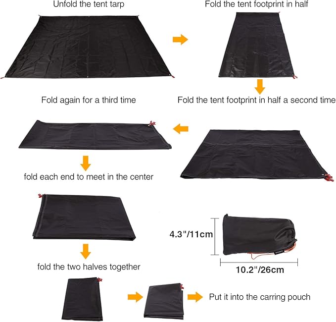 REDCAMP Ultralight Tent Footprint, PU 2000 Waterproof Camping Tent Tarp with Drawstring Carrying Bag for Ground Camping Hiking (106"x83" UL Black)