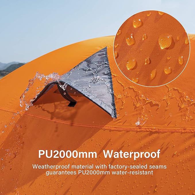 BISINNA 2/4 Person Camping Tent Lightweight Backpacking Tent Waterproof Windproof Two Doors Easy Setup Double Layer Outdoor Tents for Family Camping Hunting Hiking Mountaineering Travel