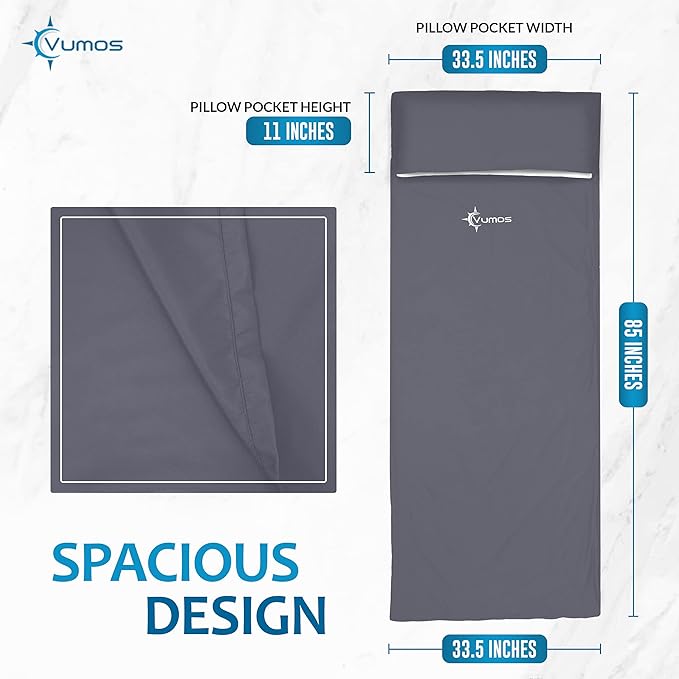 Sleeping Bag Liner and Camping Sheet – Silk Like Material for Travel - Has Full Length Zipper