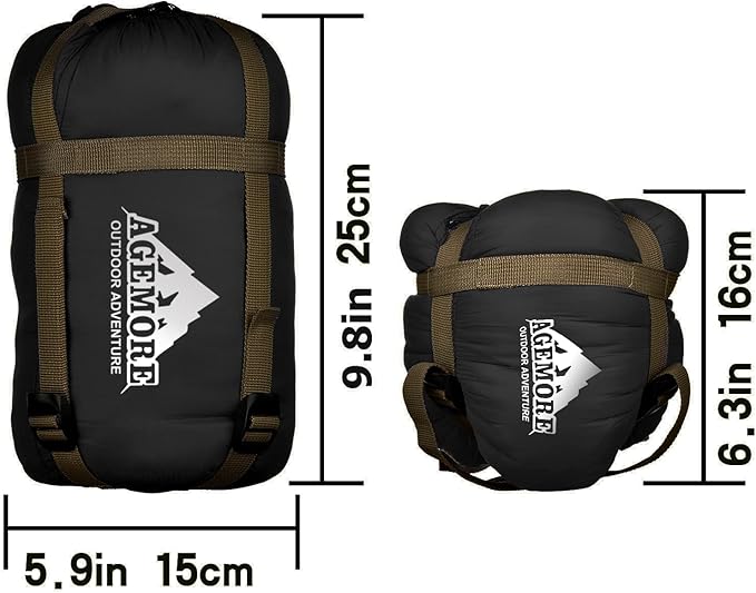 AGEMORE Ultralight Warm Weather Sleeping Bag, Portable Lightweight Waterproof Compact Sleeping Bag with Compression Sack, Fit for Kids Teens or Adults Outdoor Camping, Backpacking & Hiking