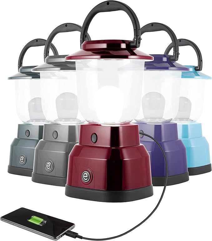 Enbrighten LED Large Camping Lantern, Battery Powered, USB Charging, 800 Lumens, 200 Hour Runtime, Carabiner Handle, Hiking Gear, Emergency Light, Blackout, Storm, Hurricane