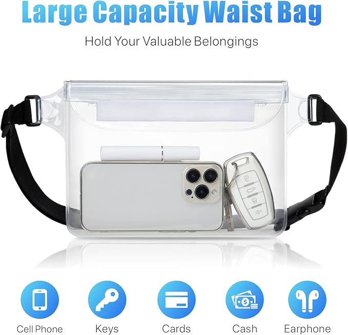 F-color Waterproof Fanny Pack - Waterproof Phone Pouch with Waist Strap - Cruise Essentials 2025 Must Haves Waterproof Pouch Dry Bag Keep Phone Valuables Safe for Beach Kayaking Boating Fishing