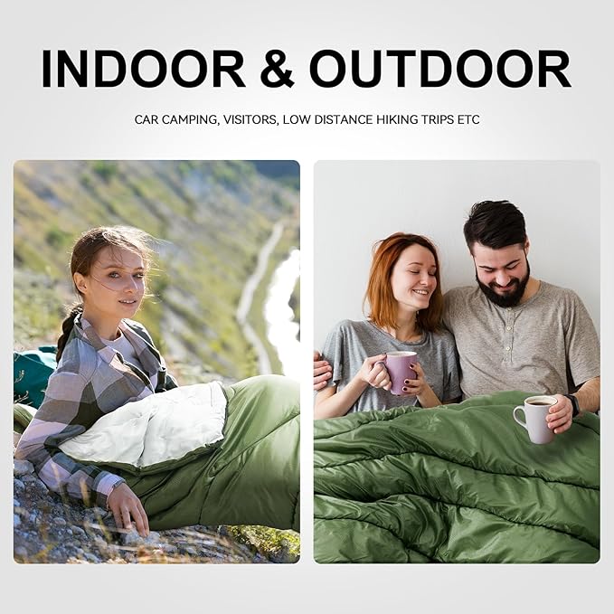 Sleeping Bags for Adults Cold Weather,Portable, Waterproof,Lightweight Sleeping Bag for Tall Girls Boys with Compression Sack for Warm Camping, Hiking, Outdoor & Indoor