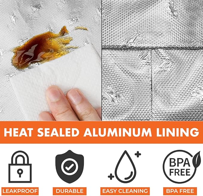 opux Lunch Bag for Women, Insulated Lunch Box Tote for Girls Kids Adult School Work, Reusable Womens Lunch Tote for Office Travel, Cute Small Lunch Tote, Fits 12 Cans - Floral Gray