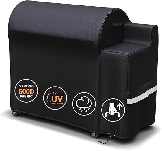 Grisun Grill Cover for Weber SmokeFire EX6 Wood Pellet Grill, Smoker Cover for Weber EX6, Waterproof, No Fading for 2 Years, Anti-Fade, Drawstring for Secure Fit, 600 D Polyester, Black