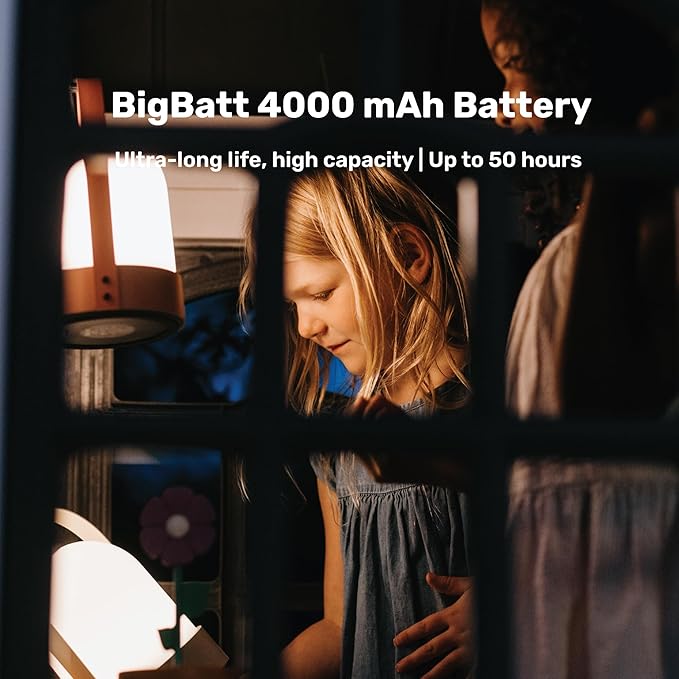 BASK KIN 3.0 Portable Cordless Lantern Table Lamp | USB Rechargeable | Powerful Long-Lasting 4000mAh Battery | Kids Bedroom | Easy 3-Step Touch Dimmable | UltraBright LED (Midnight Black)