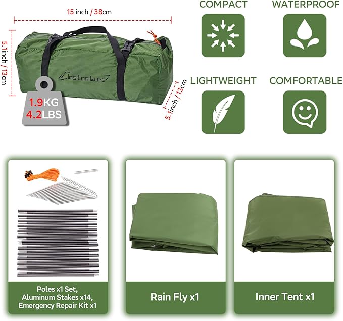 Clostnature Crux Lightweight Tent for Backpacking - 1/2/3/4 Person Ultralight Backpacking Tent, Waterproof Easy Setup Camping Tent, Hiking Tent for Outdoor, Hiking and Mountaineering
