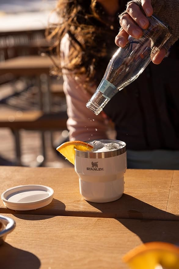 STANLEY Stay-Hot Stacking Camp Cup 10 oz | Press In Drink Through Lid | Cup for Coffee, Tea and Drinks | Insulated Stainless Steel Coffee Mug | BPA-Free | Black 2.0