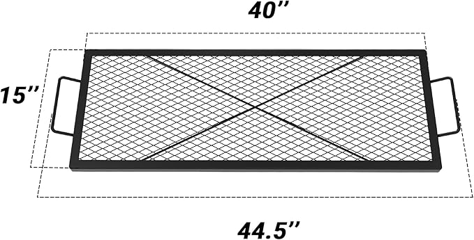 onlyfire Rectangle X-Marks Fire Pit Cooking Grate, 40-Inch